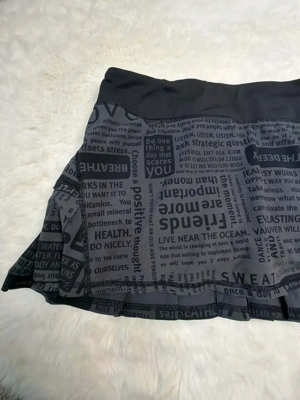 lululemon athletica Black Graphic Text Skort
